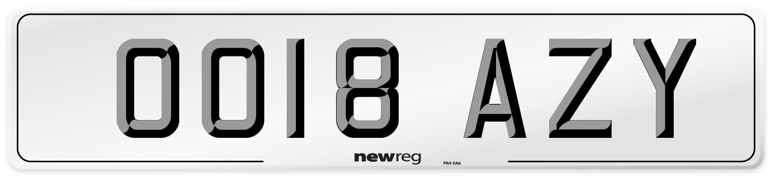 OO18 AZY Number Plate from New Reg